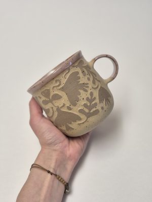 Ceramic sgraffito mug