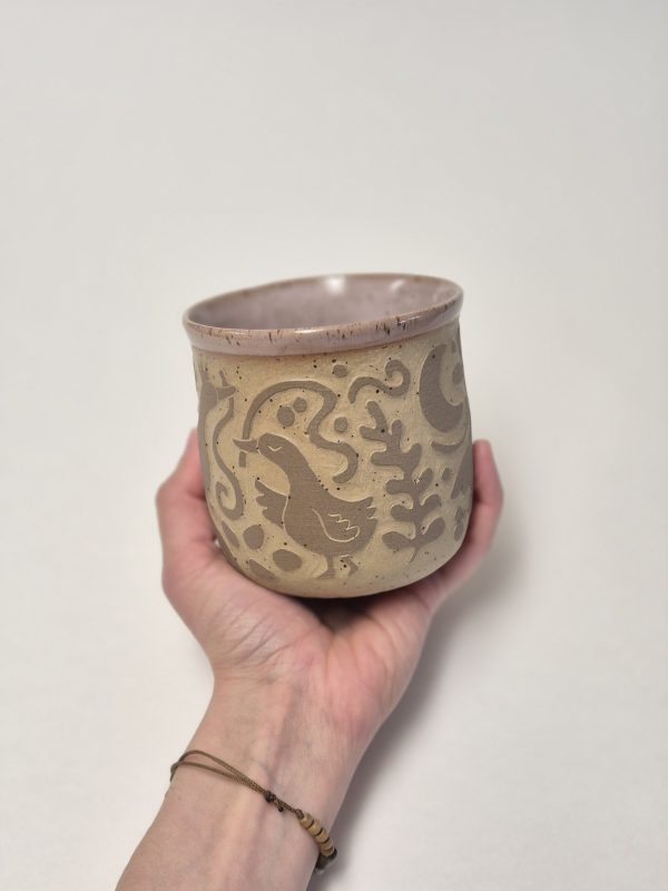 Ceramic sgraffito mug