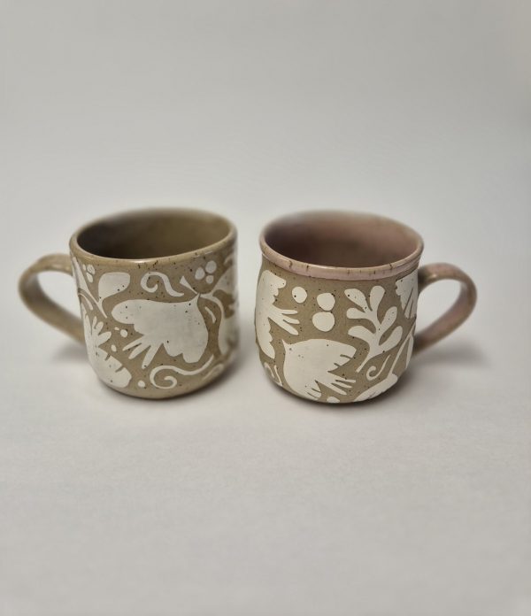Ceramic sgraffito mug