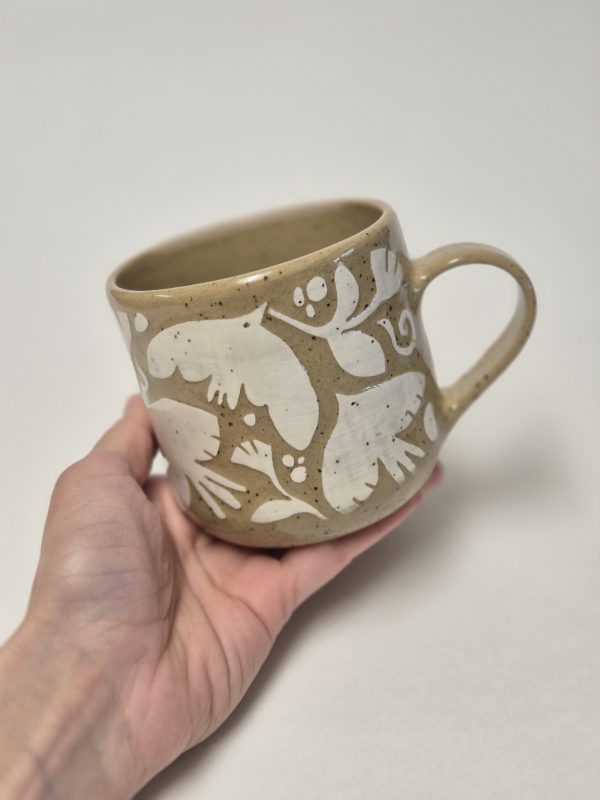 Ceramic sgraffito mug