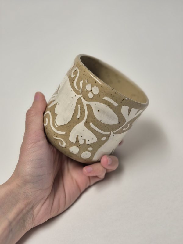 Ceramic sgraffito mug
