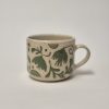 Ceramic sgraffito mug green