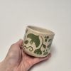 Ceramic sgraffito mug green