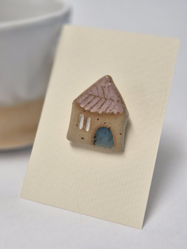 Ceramic house brooch