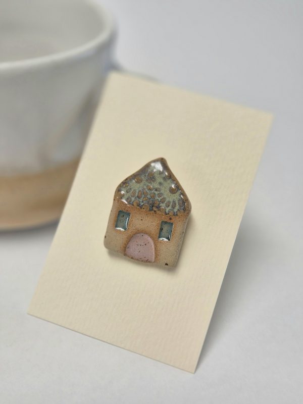 Ceramic house brooch