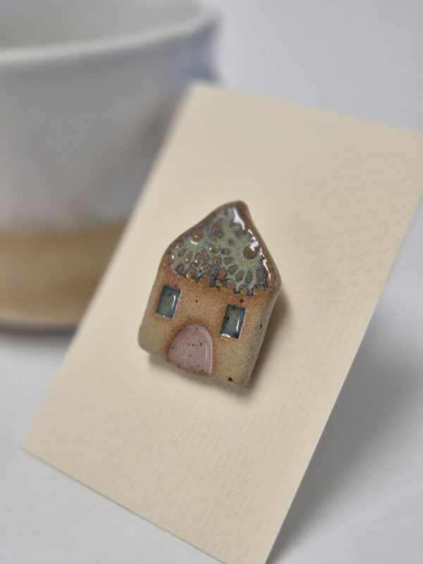 Ceramic house brooch