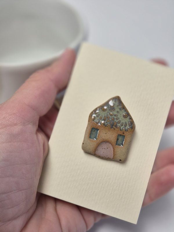 Ceramic house brooch