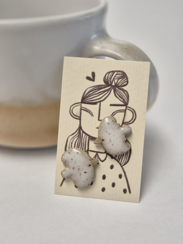 Ceramic stud earrings doves