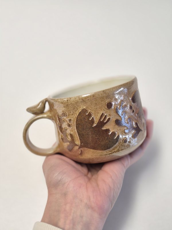 Wood fired sgraffito mug