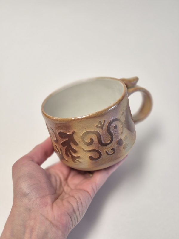 Wood fired sgraffito mug