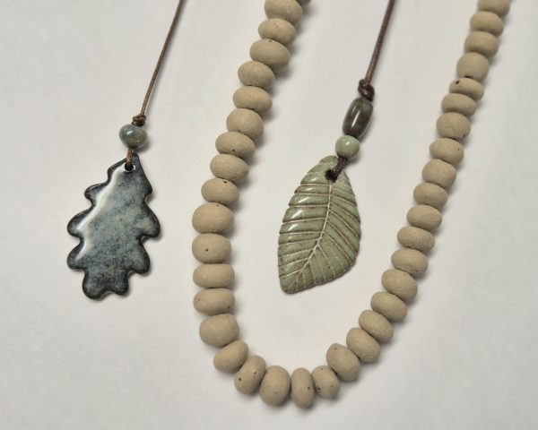 Ceramic oak leaf pendant