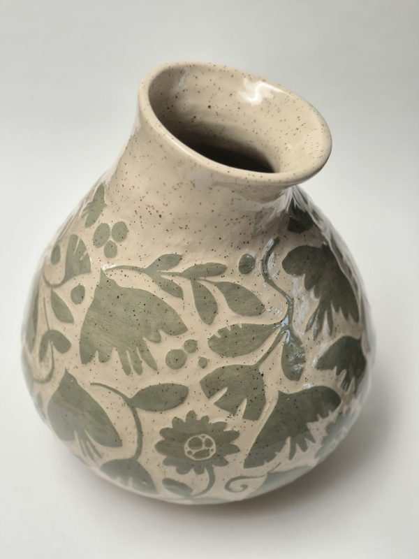 Ceramic sgraffito vase